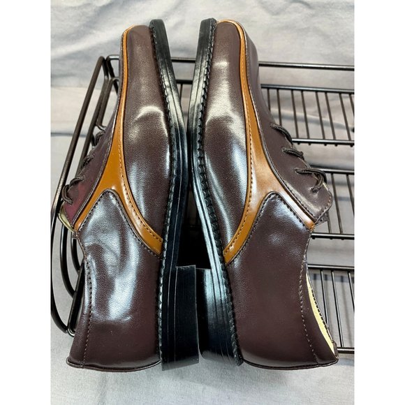 New Stacy Adams Shoes Boys Youth Two Tone Brown Lace Up Oxford Dress Leather Sz - Picture 8 of 10